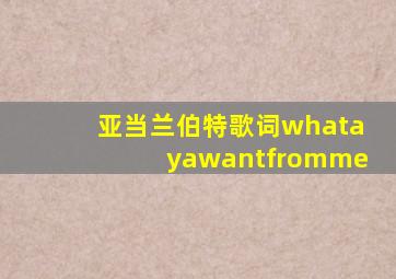 亚当兰伯特歌词whatayawantfromme