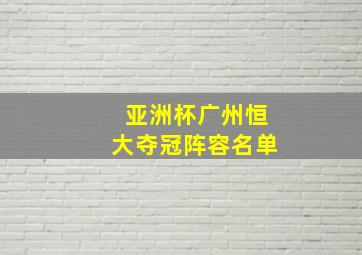 亚洲杯广州恒大夺冠阵容名单