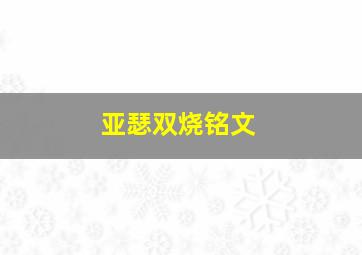 亚瑟双烧铭文