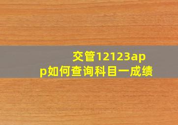 交管12123app如何查询科目一成绩