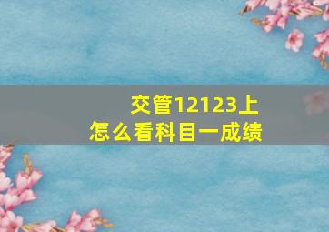 交管12123上怎么看科目一成绩