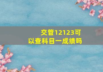 交管12123可以查科目一成绩吗