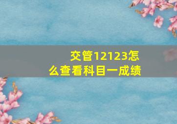 交管12123怎么查看科目一成绩