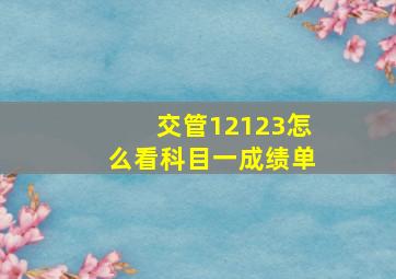 交管12123怎么看科目一成绩单