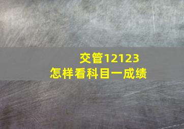 交管12123怎样看科目一成绩