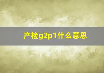 产检g2p1什么意思