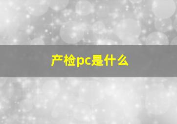 产检pc是什么