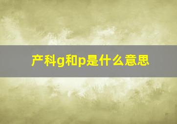 产科g和p是什么意思