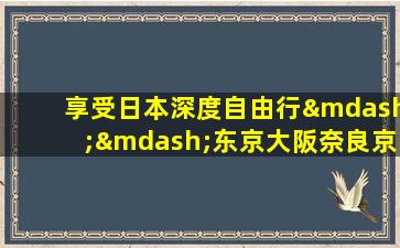 享受日本深度自由行——东京大阪奈良京都牵手圆梦之旅