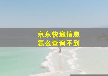 京东快递信息怎么查询不到