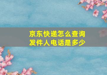 京东快递怎么查询发件人电话是多少