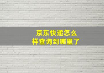 京东快递怎么样查询到哪里了