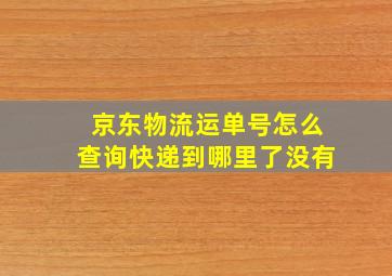 京东物流运单号怎么查询快递到哪里了没有