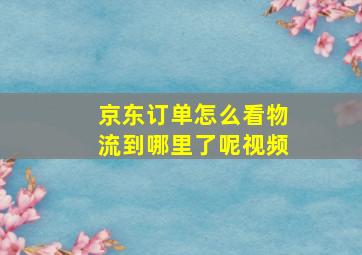 京东订单怎么看物流到哪里了呢视频