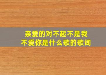 亲爱的对不起不是我不爱你是什么歌的歌词