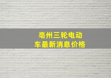 亳州三轮电动车最新消息价格