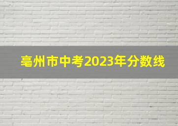 亳州市中考2023年分数线