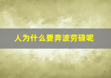 人为什么要奔波劳碌呢