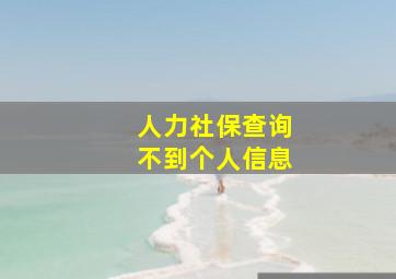 人力社保查询不到个人信息