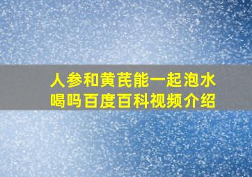 人参和黄芪能一起泡水喝吗百度百科视频介绍