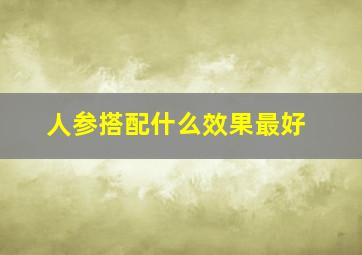 人参搭配什么效果最好