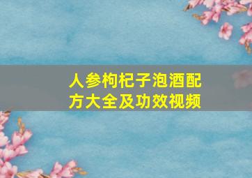 人参枸杞子泡酒配方大全及功效视频