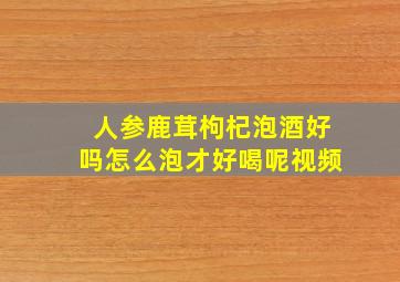 人参鹿茸枸杞泡酒好吗怎么泡才好喝呢视频