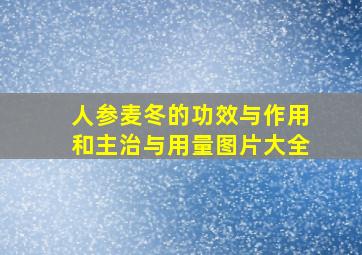 人参麦冬的功效与作用和主治与用量图片大全