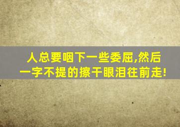 人总要咽下一些委屈,然后一字不提的擦干眼泪往前走!