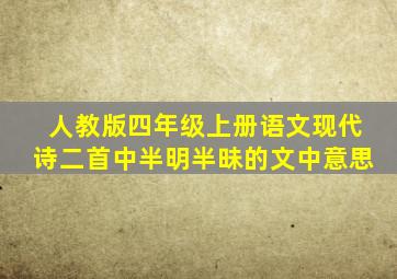 人教版四年级上册语文现代诗二首中半明半昧的文中意思