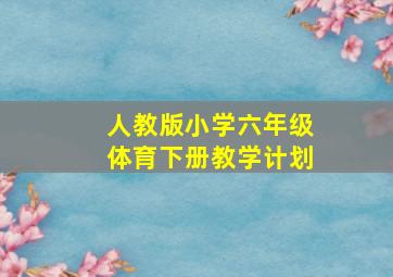 人教版小学六年级体育下册教学计划