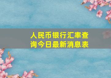 人民币银行汇率查询今日最新消息表