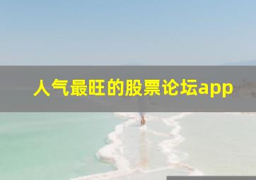 人气最旺的股票论坛app