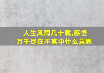 人生风雨几十载,感悟万千尽在不言中什么意思