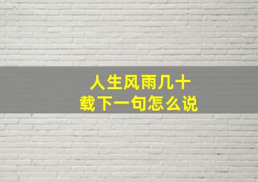 人生风雨几十载下一句怎么说