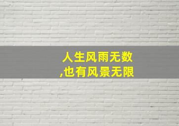 人生风雨无数,也有风景无限