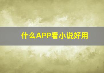 什么APP看小说好用