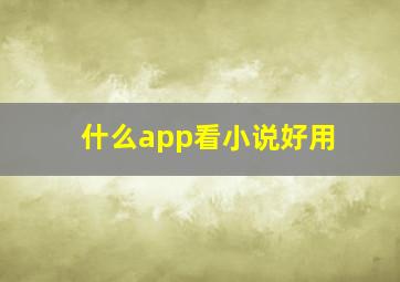 什么app看小说好用