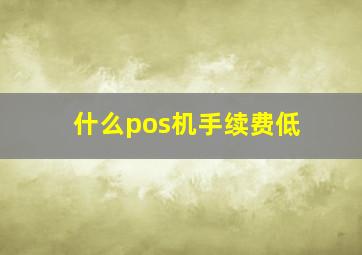 什么pos机手续费低