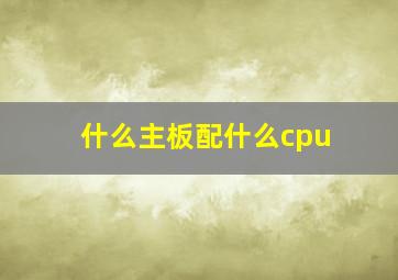 什么主板配什么cpu