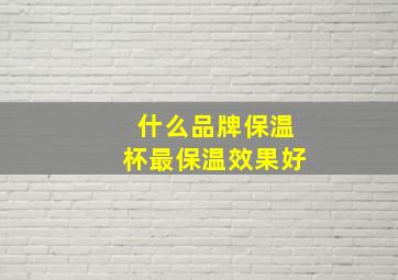 什么品牌保温杯最保温效果好