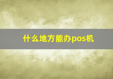 什么地方能办pos机