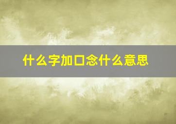 什么字加口念什么意思