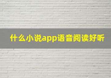 什么小说app语音阅读好听