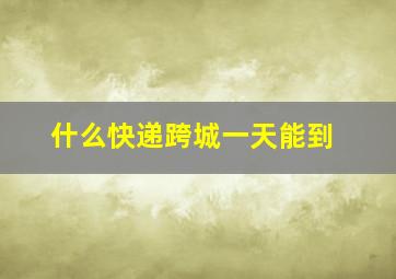 什么快递跨城一天能到