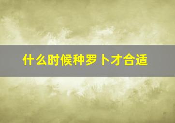 什么时候种罗卜才合适