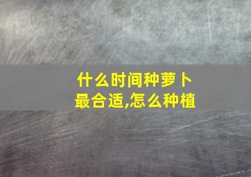 什么时间种萝卜最合适,怎么种植