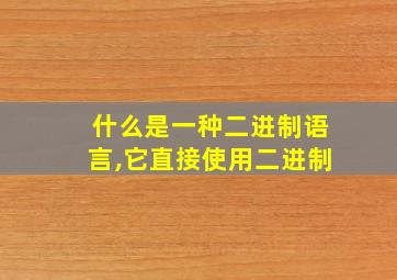 什么是一种二进制语言,它直接使用二进制