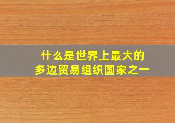 什么是世界上最大的多边贸易组织国家之一