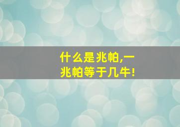 什么是兆帕,一兆帕等于几牛!